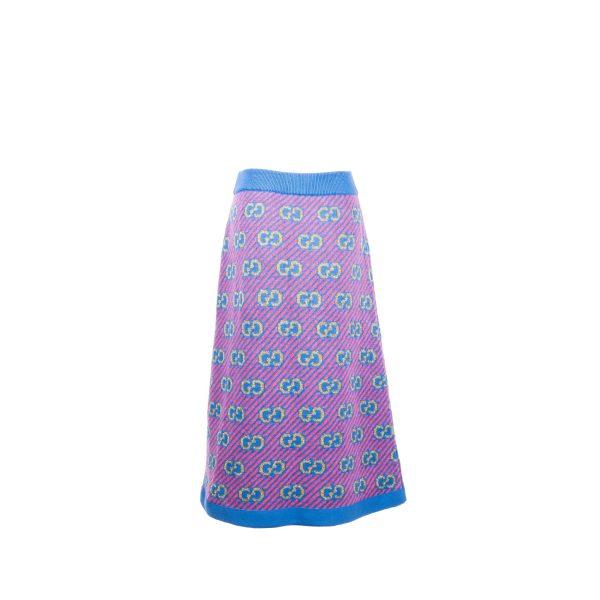 Gucci Size S GG Stripe Jacquard Skirt Wool Multicolour