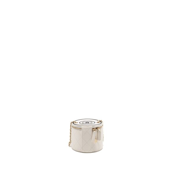Chanel CC Logo Chains with Charm Vanity Calfskin White LGHW