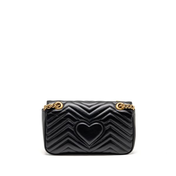 Gucci Small GG Marmont Shoulder Bag Calfskin Black GHW