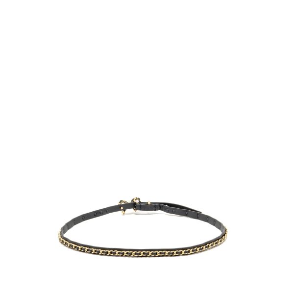 Chanel Size 75 Chain Belt with Bow Leather Black GHW