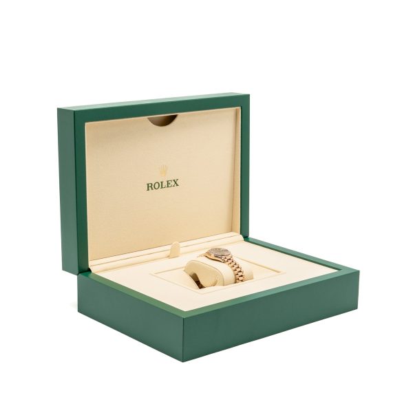 Rolex Lady-Datejust 28mm Everose Gold Olive-green Diamond-set Dial, President Bracelet Model: 279135RBR-0014