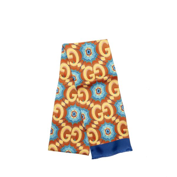 Gucci 100th Anniversary Limited Edition 17/2 x 180 Scarf GG Logo Silk Multicolor